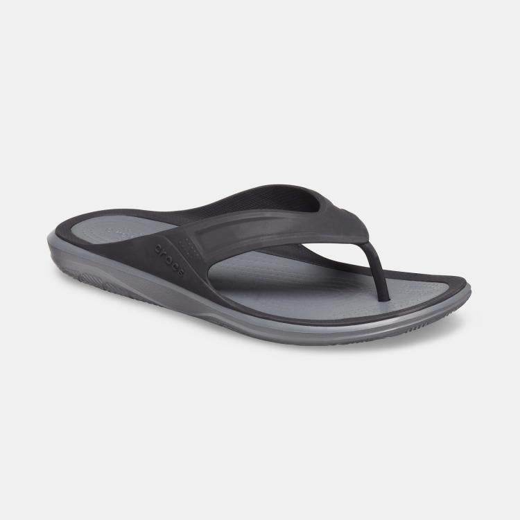 כפכף אצבע קרוקס בצבע שחור/אפור עם סוליה ספורטיבית Crocs 206242-0DD
