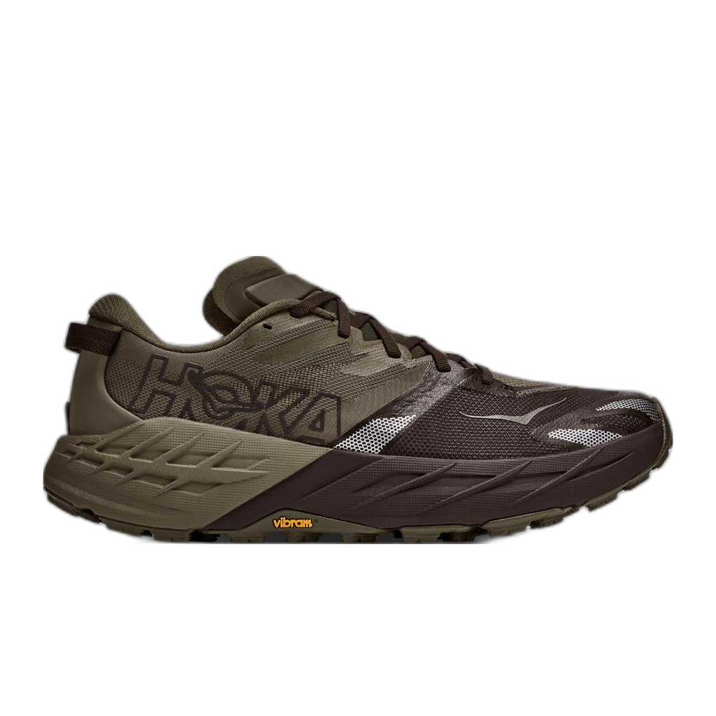 נעלי ריצת שטח הוקה ספידגוט 7 לגברים Hoka Speedgoat 7 בצבע Antique Olive/Black – מבט צד חיצוני