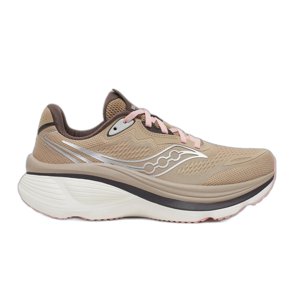 נעל ריצה Saucony Hurricane 26 לנשים בגוון חום ושרוכים ורודים - מבט צד