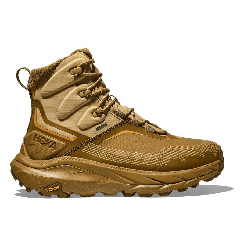 נעלי הוקה לגברים קאהה 2 פרוסט KAHA 2 FROST GTX HONEY/WHEAT הן נעלי טיולים עם סוליה עבה, תמיכה גבוהה בקרסול וסוליה מחוספסת — אידיאליות לגברים המחפשים נעלי הוקה עמידות.