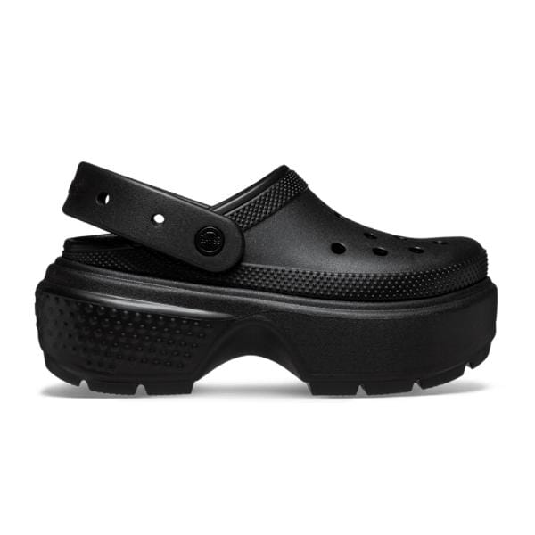 נעל בסגנון קבקבי פלטפורמה Black Crocs עם רצועה מתכווננת.