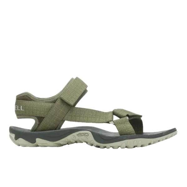 ירוק ואפור Merrell J004177 KAHUNA WEB/OLIVE/HERB סנדל טיולים על רקע לבן.