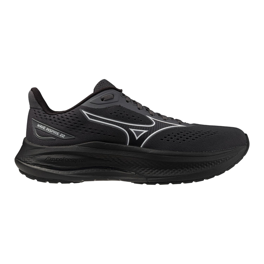 נעל ריצה Mizuno Wave Inspire 22 Blackened Pearl לגברים בגוון שחור ופנינה – מבט צד חיצוני