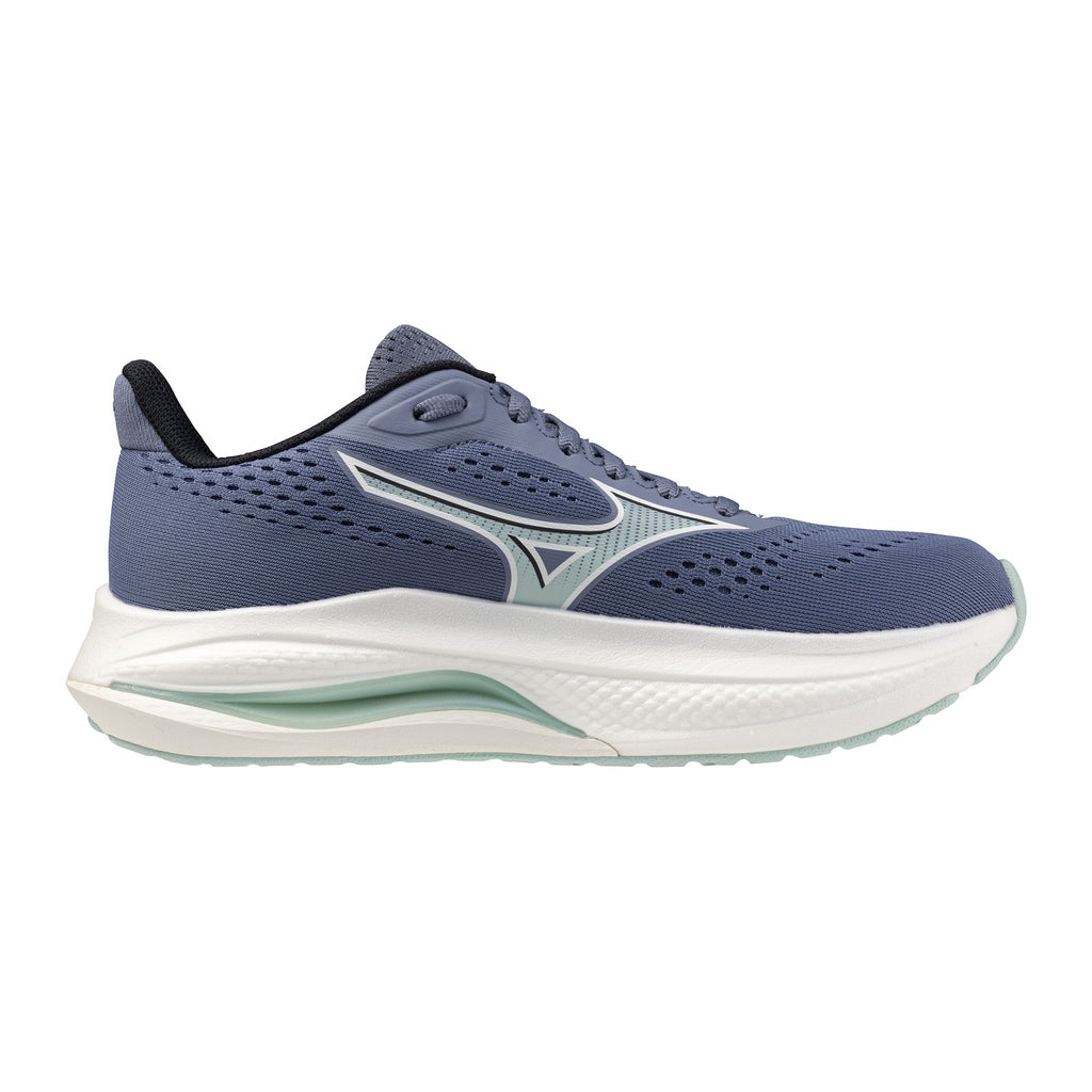נעל ריצה Mizuno Wave Inspire 22 Wild Wind לנשים בגוון כחול צפחה ומנטה – מבט צד חיצוני