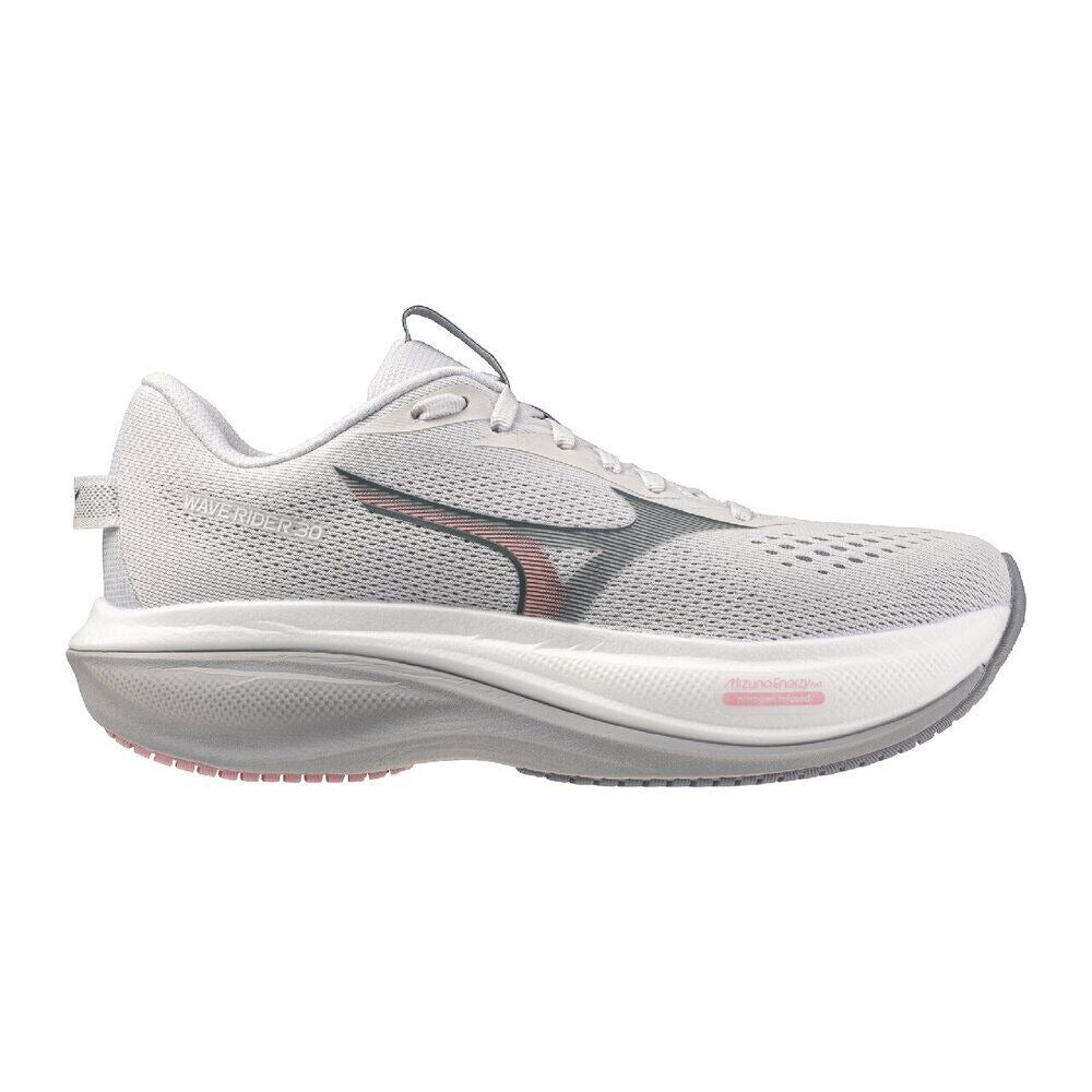 נעל ריצה Mizuno Wave Rider 30 Dapple Gray לנשים בגוון אפור בהיר וורוד – מבט צד חיצוני