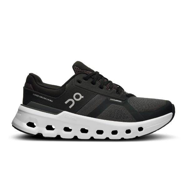 מבט מהצד של נעל הריצה On Cloudrunner 2 Wide ב-Eclipse/Black מציגה את החלק העליון של הרשת הנושמת והריפוד הייחודי שלה על הסוליה.