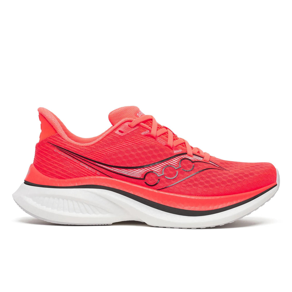נעלי ריצה סאקוני אנדרופין ספיד 5 לגברים Saucony Endorphin Speed 5 Vizired/Black - מבט צד על הגפה האדומה, הלוגו השחור וסוליית PWRRUN PB הלבנה