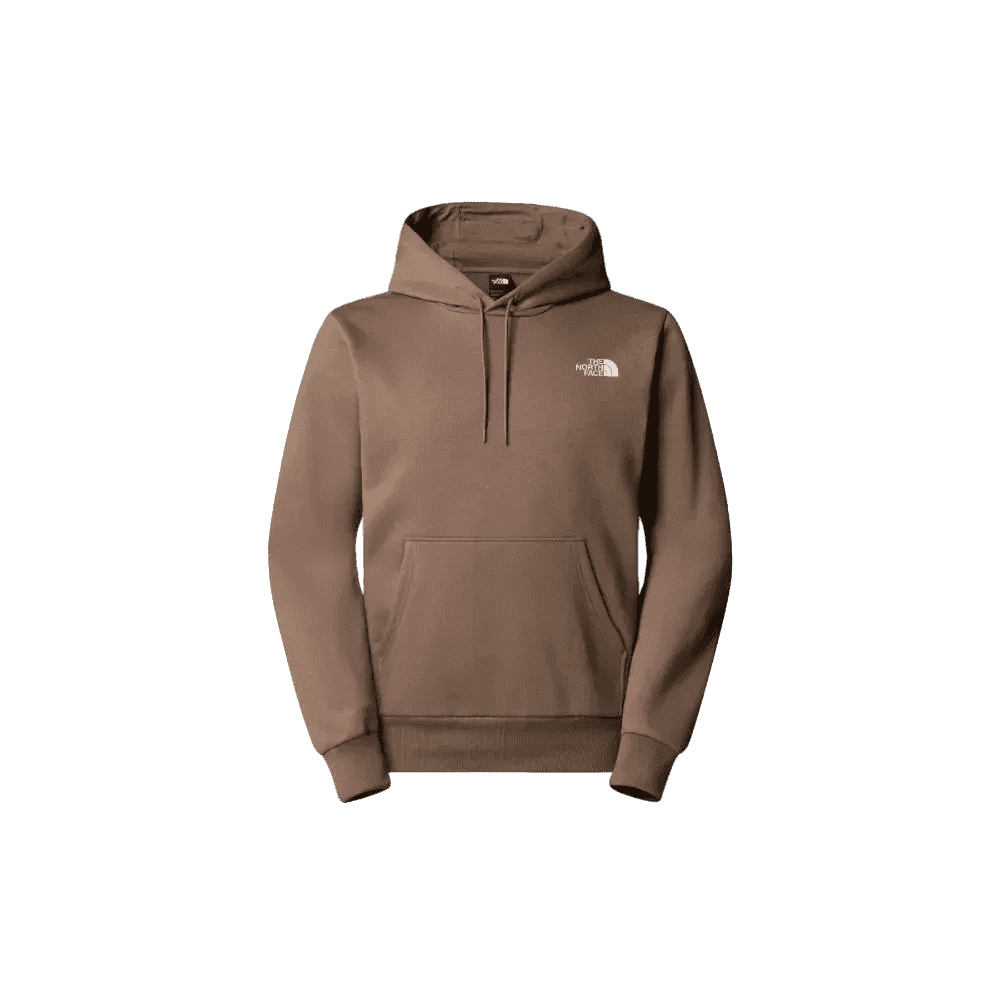 The North Face קפוצון גברים SIMPLE DOME HOODIE TA89FCBOW בצבע חום, עם כיס קדמי ולוגו The North Face על החזה השמאלי, מוצג על רקע לבן.
