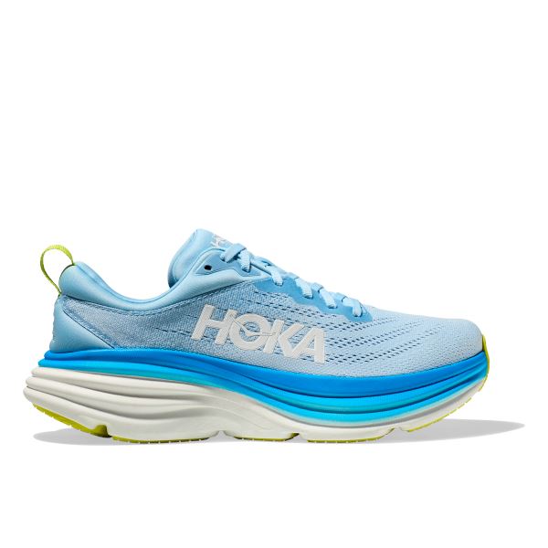 נעל ריצה לנשים Hoka בכחול וצהוב: נעלי הוקה בונדי 8 רחבות לנשים Hoka 1127953/ABDB BONDI 8 WIDE (2E)