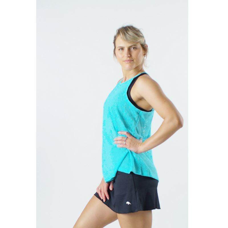 גופיית רשת ספגטי רייבן טורקיז Raven Mesh spaghetti tank top Turquoise 8111 One Size - AroSport - ארוספורט Raven